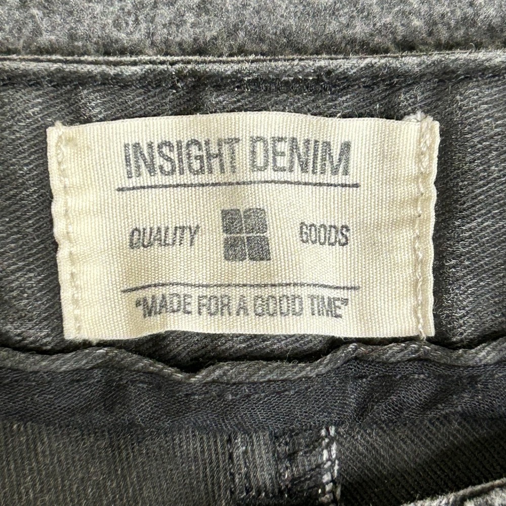 Insight Denim Skinny Jeans Women's 6 Black Charcoal Floral Ankle Zip Stretch 28" - Picture 6 of 15